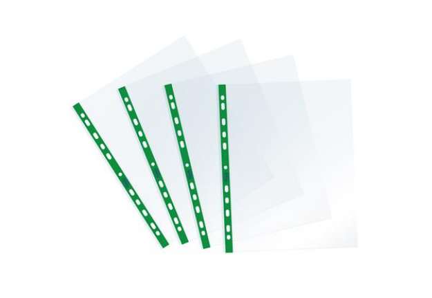Immagine di Buste forate Sprint - c/ banda - liscia - 22 x 30 cm - verde - Favorit - conf. 25 pezzi