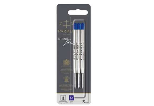 Immagine di Refill sfera QuinkFlow - punta media - metallo - blu - Parker - blister 3 pezzi