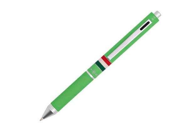 Immagine di Penna a sfera a scatto multifunzione - fusto verde chiaro gommato Italia - Osama