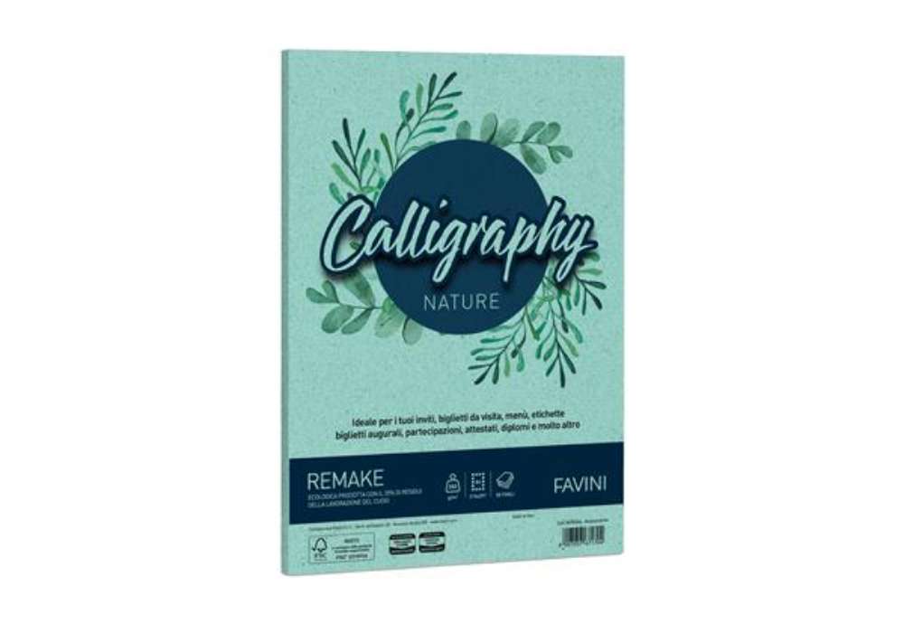 Immagine di Carta Calligraphy Nature Remake - A4 - 250 gr - acquamarina - Favini - conf. 50 fogli