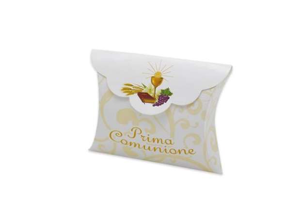 Immagine di Scatolina portaconfetti - Comunione - carta - 10 x 8 x 3 cm - Big Party - conf.25 pezzi