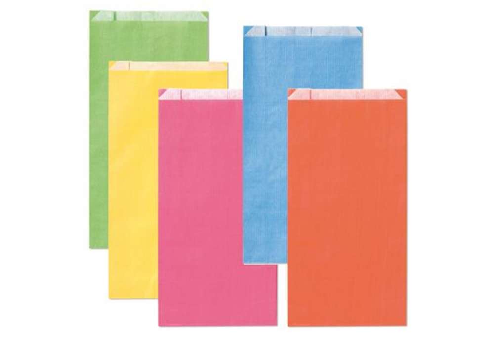 Immagine di Sacchetto a soffietto - 14 x 28+5 cm - colori chiari assortiti - Rex Sadoch - conf. 100 pezzi