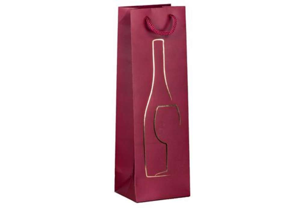 Immagine di Shopper portabottiglie - con manici in corda - 12 x 37 x 9 cm - rosso - Rex Sadoch