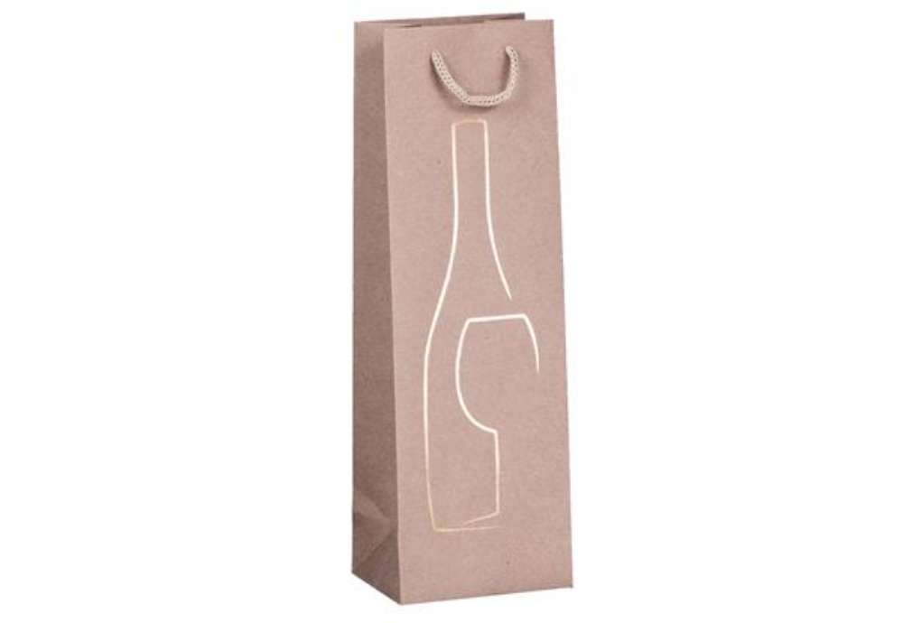 Immagine di Shopper portabottiglie - con manici in corda - 12 x 37 x 9 cm - avana - Rex Sadoch