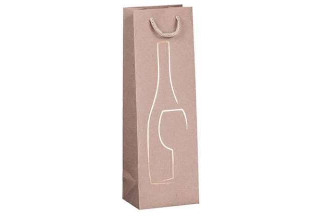 Immagine di Shopper portabottiglie - con manici in corda - 12 x 37 x 9 cm - avorio - Rex Sadoch