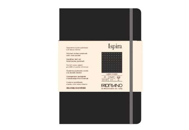 Immagine di Taccuino Ispira - con elastico - copertina rigida - A5 - 96 fogli - puntinato - nero - Fabriano