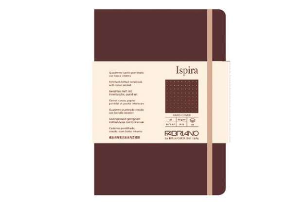 Immagine di Taccuino Ispira - con elastico - copertina rigida - A5 - 96 fogli - puntinato - marrone - Fabriano