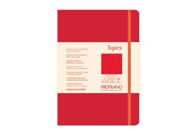 Immagine di Taccuino Ispira - con elastico - copertina rigida - A5 - 96 fogli - puntinato - rosso - Fabriano