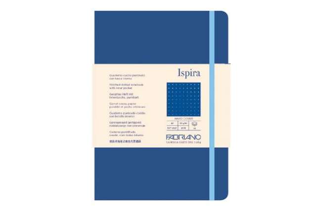 Immagine di Taccuino Ispira - con elastico - copertina rigida - A5 - 96 fogli - puntinato - blu royal - Fabriano