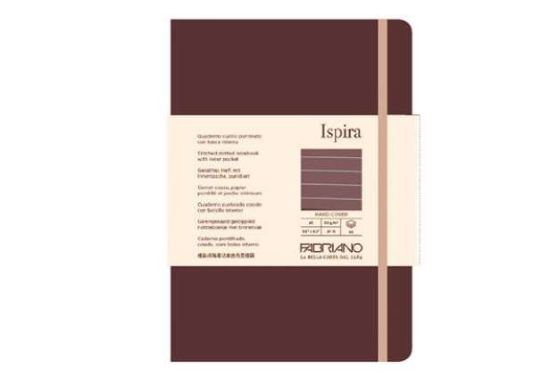 Immagine di Taccuino Ispira - con elastico - copertina rigida - A5 - 96 fogli - righe - marrone - Fabriano