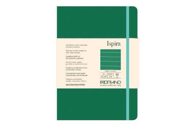 Immagine di Taccuino Ispira - con elastico - copertina rigida - A5 - 96 fogli - righe - verde - Fabriano