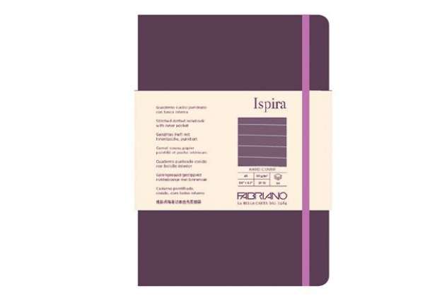 Immagine di Taccuino Ispira - con elastico - copertina rigida - A5 - 96 fogli - righe - viola - Fabriano