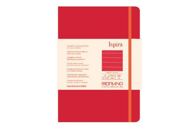 Immagine di Taccuino Ispira - con elastico - copertina rigida - A5 - 96 fogli - righe - rosso - Fabriano