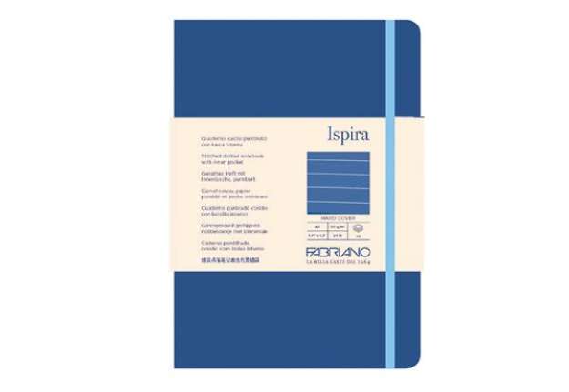 Immagine di Taccuino Ispira - con elastico - copertina rigida - A5 - 96 fogli - righe - blu royal - Fabriano