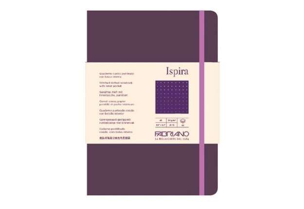 Immagine di Taccuino Ispira - con elastico - copertina flessibile - A5 - 96 fogli - puntinato - viola - Fabriano