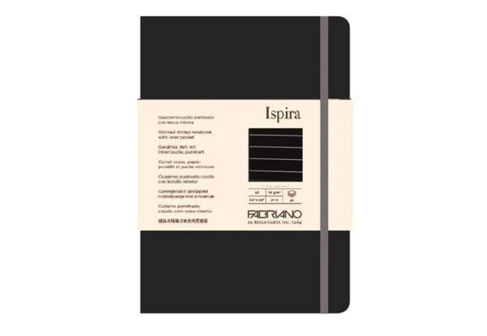 Immagine di Taccuino Ispira - con elastico - copertina flessibile - A5 - 96 fogli - righe - nero - Fabriano