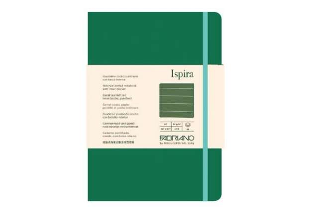 Immagine di Taccuino Ispira - con elastico - copertina flessibile - A5 - 96 fogli - righe - verde - Fabriano