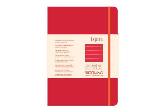 Immagine di Taccuino Ispira - con elastico - copertina flessibile - A5 - 96 fogli - righe - rosso - Fabriano