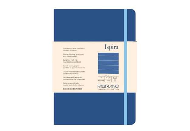 Immagine di Taccuino Ispira - con elastico - copertina flessibile - A5 - 96 fogli - righe - blu royal - Fabriano