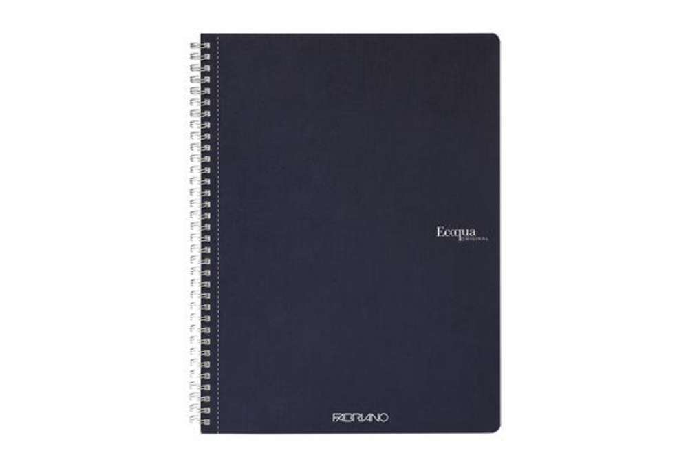 Immagine di Maxiquaderno Ecoqua original - A4 - 90gr - 1 rigo - 70 fogli - blu scuro - spiralato - Fabriano
