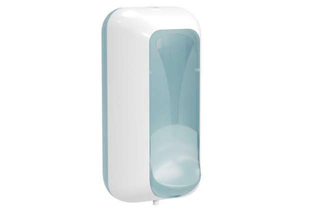 Immagine di Dispenser per sapone liquido - 217 x 117 x 103 mm - capacità 0,55 lt - bianco/azzurro - Replast