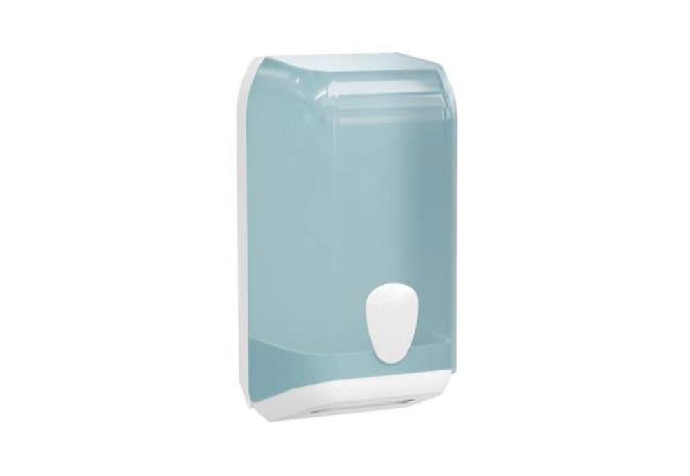Immagine di Dispenser carta igienica interfogliata - 307 x 133 x 158 mm - bianco / azzurro - Replast