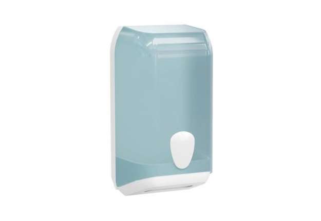 Immagine di Dispenser carta igienica interfogliata - 307 x 133 x 158 mm - bianco / azzurro - Replast