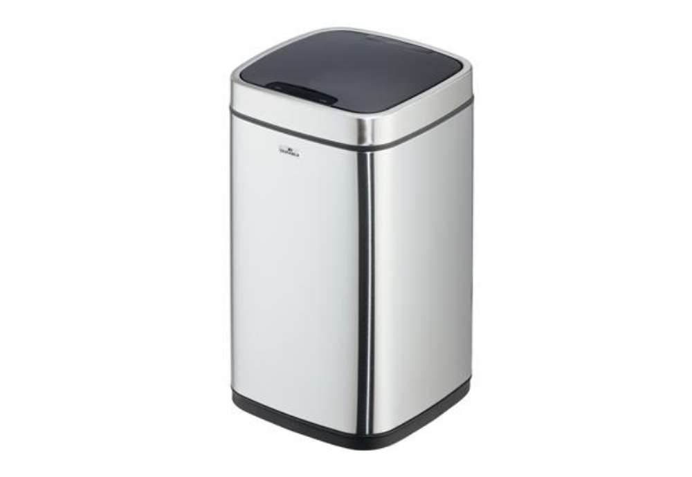 Immagine di Cestino no touch - con sensore - 24 x 24 x 43 cm- 12 lt - argento metallizzato - Durable