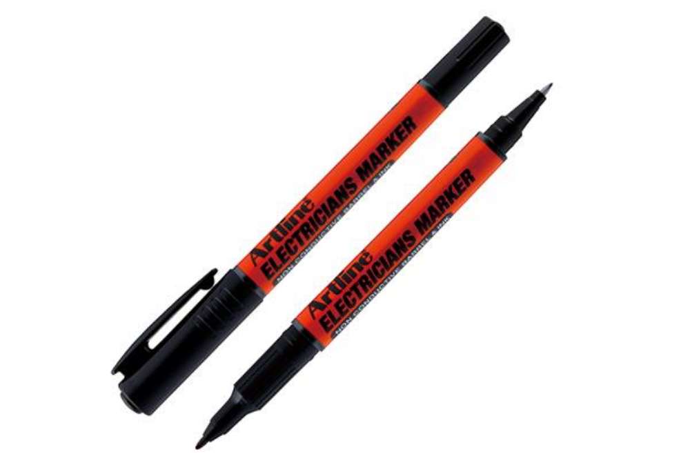 Immagine di Marcatore permanente - per elettricisti - a doppia punta 0,4-1,0 mm - nero - Artline