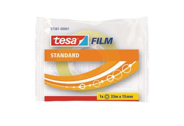 Immagine di Nastro adesivo Tesafilm - confezionato singolarmente - 33 m x 1,5 cm - trasparente - Tesa