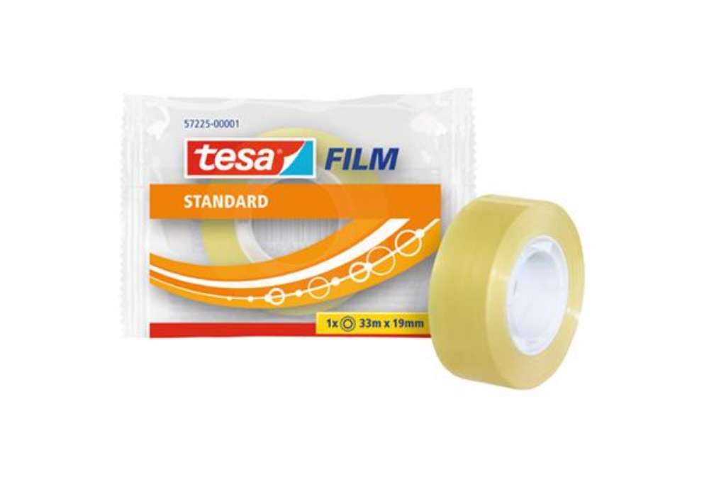 Immagine di Nastro adesivo Tesafilm - confezionato singolarmente - 19 mm x 33 m - PP - trasparente - Tesa