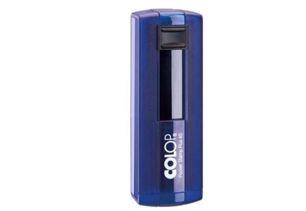 Immagine di Timbro Pocket Stamp Plus 40 - autoinchiostrante - 23 x 59 mm - 6 righe - blu indingo - Colop