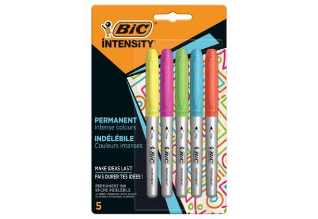 Immagine di Marcatore Intensity Rainbow - indelebile - punta tonda - colori assortiti - Bic - conf. 5 pezzi