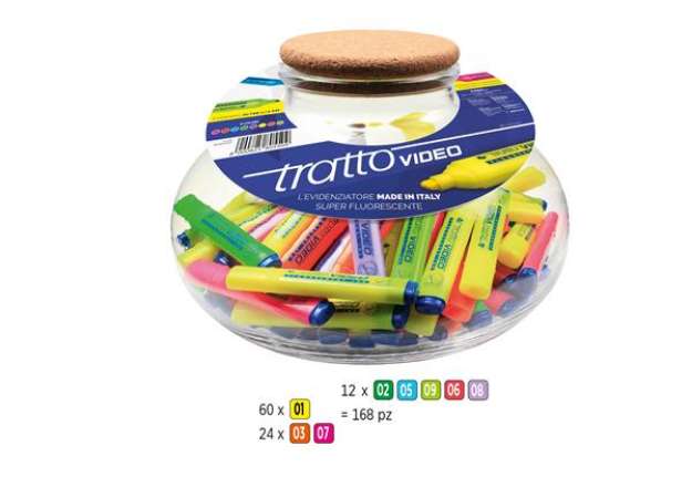 Immagine di Evidenziatore Tratto Video - colori assortiti - Tratto - boccia 168 pezzi
