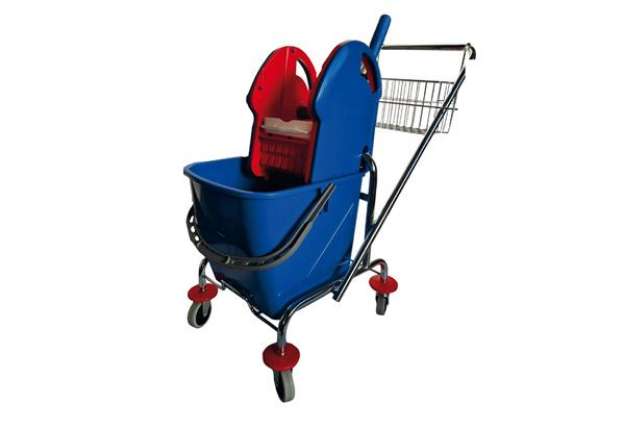 Immagine di Carrello per pulizie Grouse26 - 25 L - 41 x 58 x 93 cm - blu/rosso - Taxon