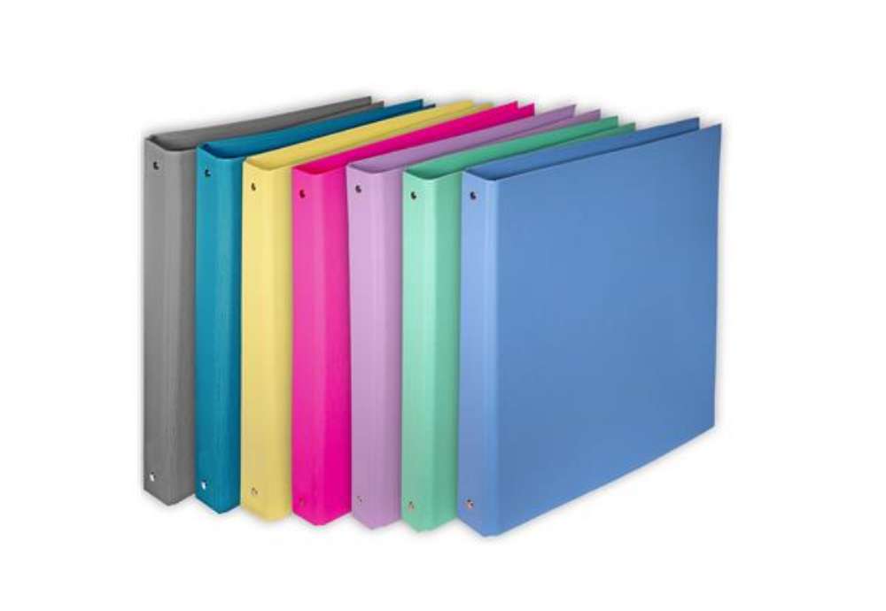 Immagine di Raccoglitore KingBright - 22 x 30 cm - 4 anelli a R 30 mm - rivestito in PP - colori assortiti - Sta