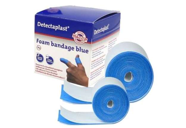 Immagine di Bendaggio coesivo Detectaplast - per HACCP - 6 x 450 cm - blu - PVS