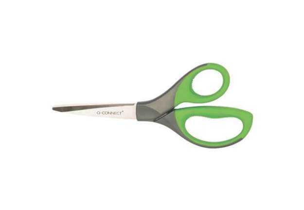 Immagine di Forbici universali in blister Q-Connect Elite Softgrip lame 21 cm asimmetriche grigio/verde - KF0398