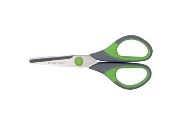Immagine di Forbici in blister Q-Connect Softgrip lame simmetriche grigio/verde 14 cm KF00752