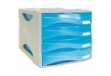Immagine di Cassettiera 4 cassetti ARDA Smile polistirolo antiurto e materiale infrangibile grigio/azzurro - TR1