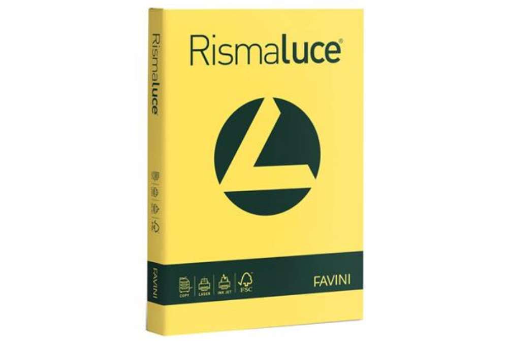 Immagine di Carta colorata Favini Rismaluce colori forti 90 g/m² A4 giallo sole 53 - Risma da 300 fogli - A66B30