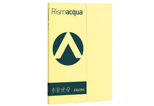 Immagine di Carta colorata Favini Rismacqua colori tenui 200 g/m² A4 giallo chiaro 07 - Risma 50 fogli - A692544