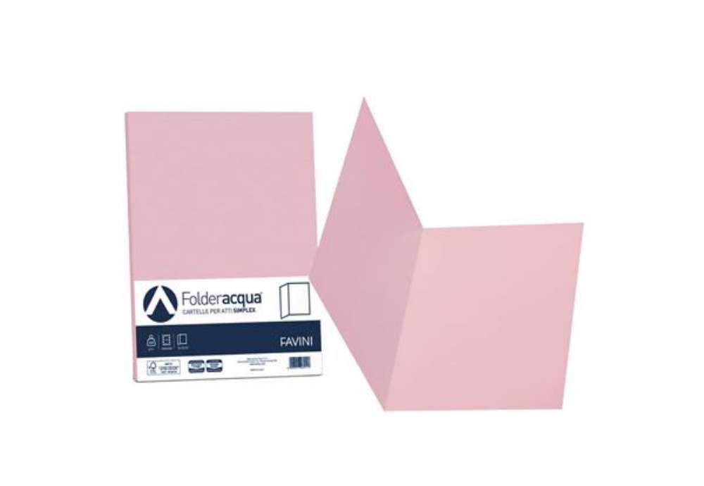 Immagine di Cartellina semplice FAVINI FOLDER S cartoncino Simplex Luce&Acqua 200 g/m² 25x34cm rosa 10  conf.50