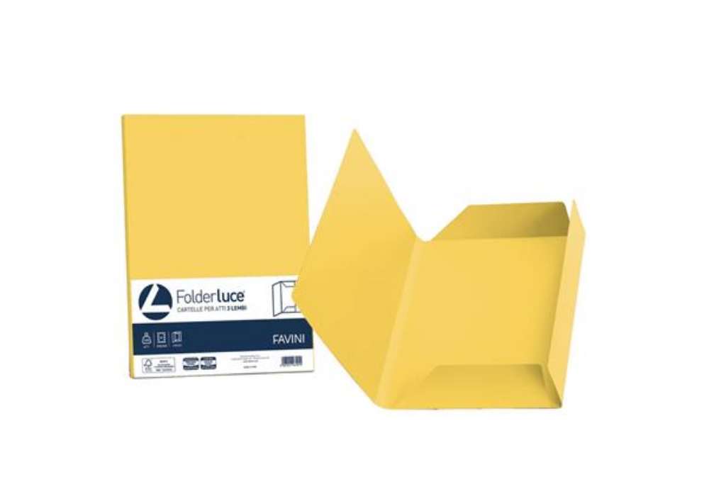 Immagine di Cartellina 3 lembi Favini FOLDER 3L Luce&Acqua 200 g/m² 24,5x34,5cm giallo sole 53 conf.25 - A50B434
