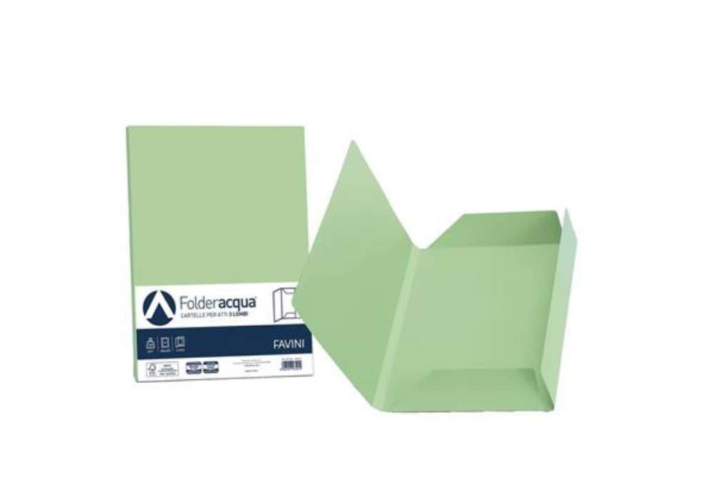 Immagine di Cartellina 3 lembi Favini FOLDER 3L Luce&Acqua 200 g/m² 24,5x34,5cm verde chiaro 09 conf.25 - A50P43