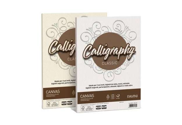 Immagine di Carta canvas FAVINI Calligraphy per lettere ruvido su entrambi i lati 200 g/m² A4 bianco 01  50 fogl