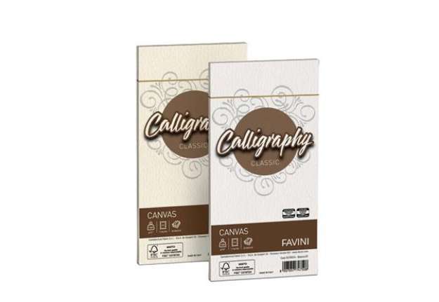 Immagine di EC- Carta canvas FAVINI buste per carta da lettere da stampare Calligraphy 100 g/m² 11x22 cm bianco