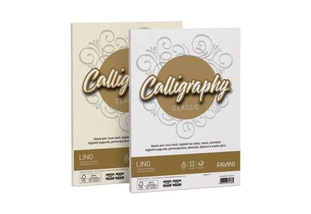 Immagine di Carta lino FAVINI Calligraphy per lettere per stampa inkjet e laser 120 g/m² A4 avorio 02  50 fogli