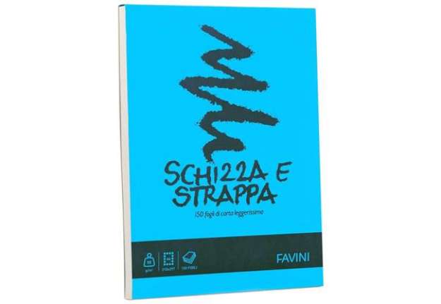 Immagine di Album da disegno Favini SCHIZZA&STRAPPA in carta naturale liscia 50 g/m² 21x29,7 (A4) -150fg - A2007