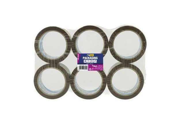 Immagine di Nastro adesivo da imballo SYROM formato 50 mm x 66 m - materiale ppl avana Conf. 6 pezzi - 9899